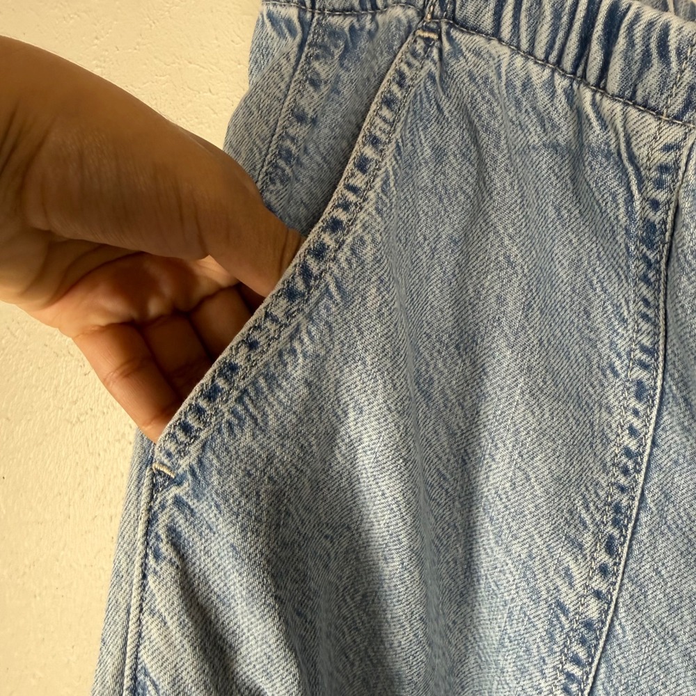 Gap Baggy Easy Jean Light Indigo Wide Leg Elastic Waist Denim Pants Womens L - Picture 4 of 11